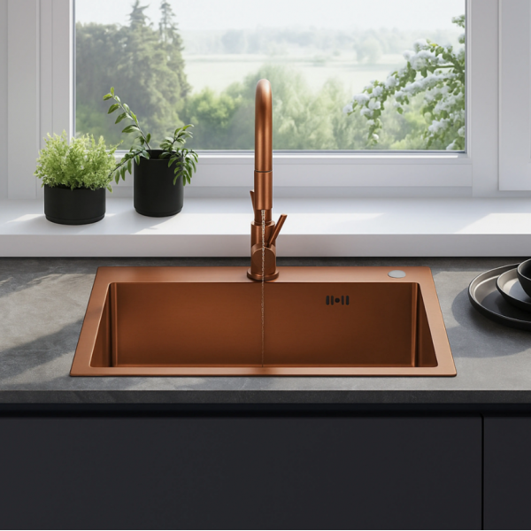 Стальная кухонная мойка REA LIAM BRUSHED COPPER