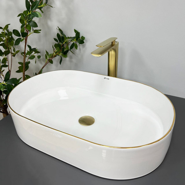 Умывальник (раковина) VBI VERONA 60 WHITE GOLD EDGE накладной