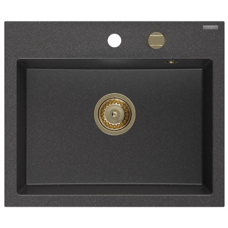 Гранітна кухонна мийка MEXEN OSCAR BLACK GRANITE + сифон GOLD