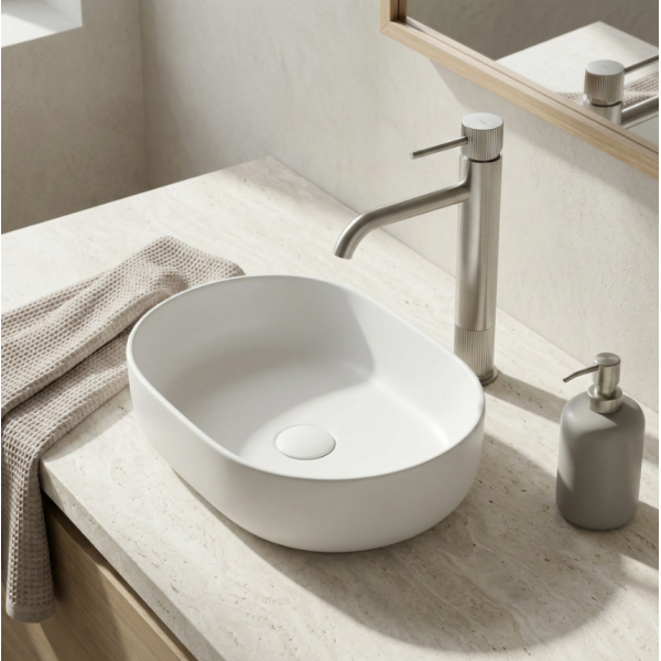 Смеситель для раковины REA LUNGO STRIPE NIKIEL BRUSHED высокий