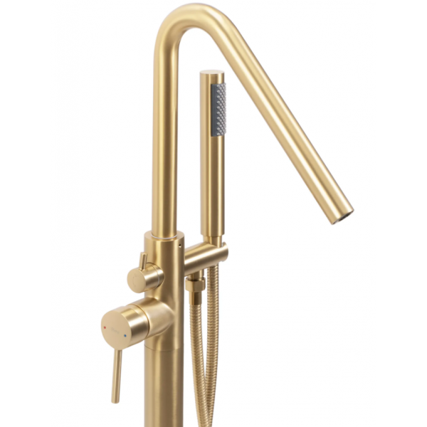 Смеситель для ванны REA  ARAS BRUSHED GOLD напольный