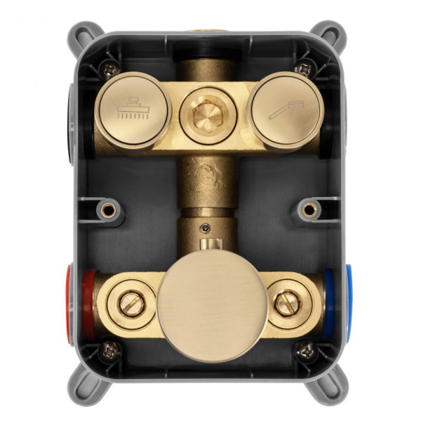 Душевая система REA LUNGO BRUSHED GOLD c термостатом + BOX скрытого монтажа