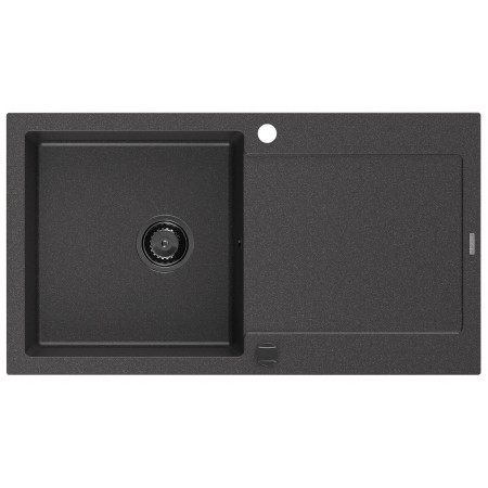 Гранітна кухонна мийка MEXEN LEO BLACK GRANITE + сифон BLACK