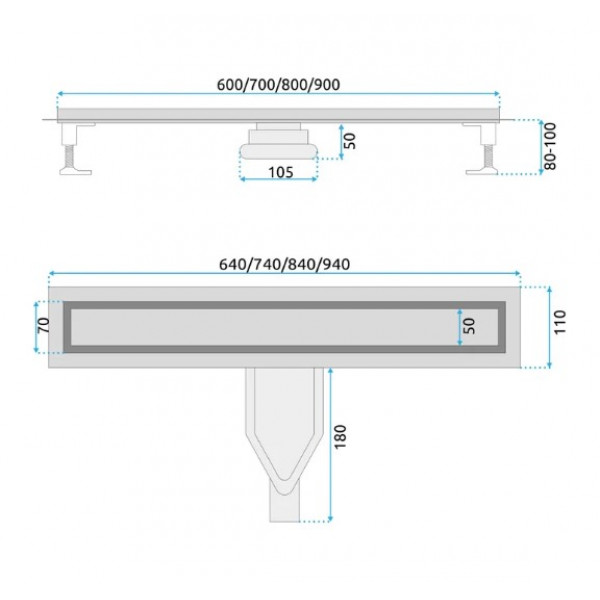 Трап для душа REA NEOX 60 SUPERFLOW BRUSHED STEEL 2в1 сталь