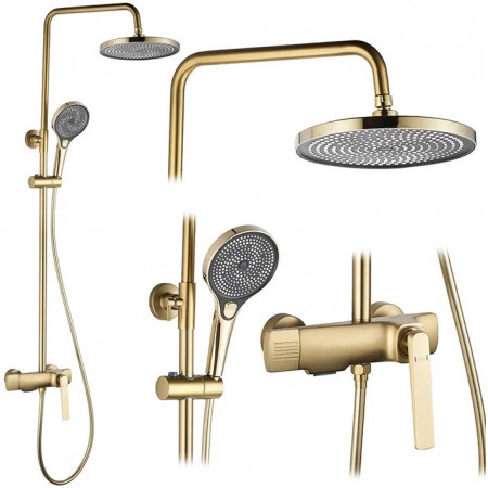 Душевой гарнитур REA REBEL BRUSHED GOLD матовое золото с изливом