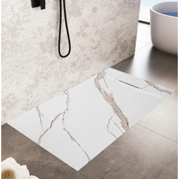 Душевой поддон REA BAZALT 80x100 CARRARA WHITE