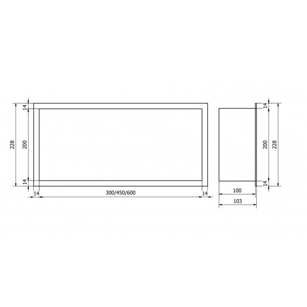 Вбудована полиця MEXEN X-Wall-R 60x20 BLACK з обідком