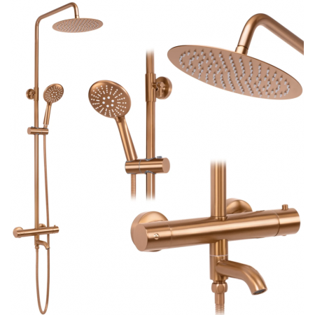 Душевой гарнитур REA LUNGO BRUSHED COPPER с термостатом и изливом