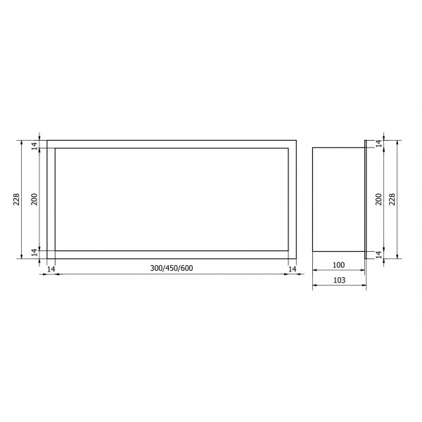 Вбудована полиця MEXEN X-Wall-R 45x20 BLACK з обідком