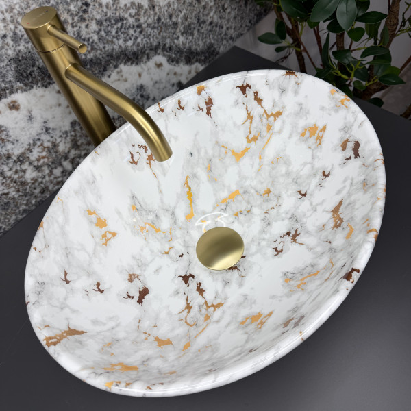 Умывальник (раковина) VBI PARMA MARBLE WHITE GLOSSY накладной