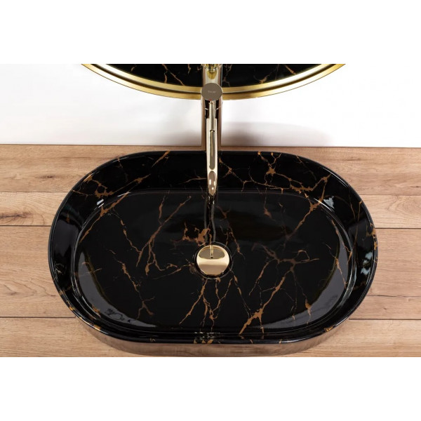 Умывальник (раковина) REA NADIA BLACK MARBLE SHINY накладной
