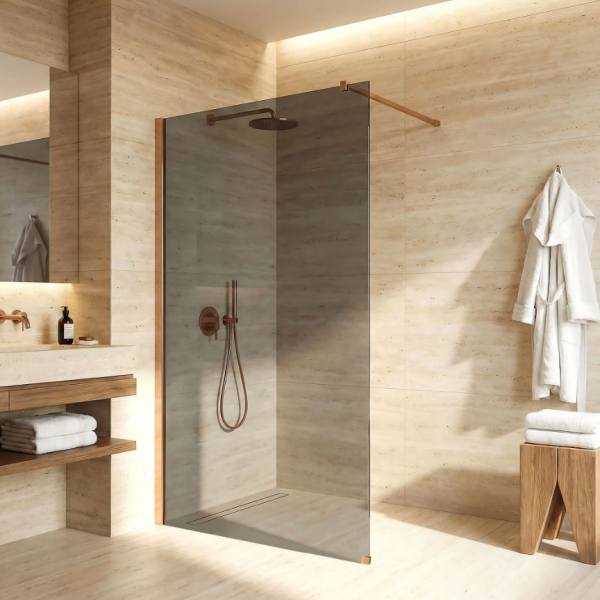 Душевая стенка REA FLEXI 100 GREY BRUSHED COPPER