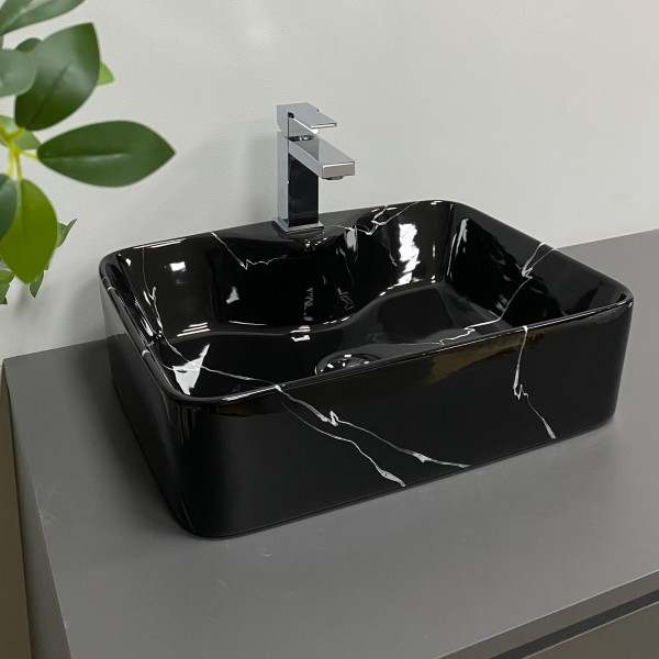 Умывальник (раковина) VBI FORLI BLACK MARMO GLOSSY накладной