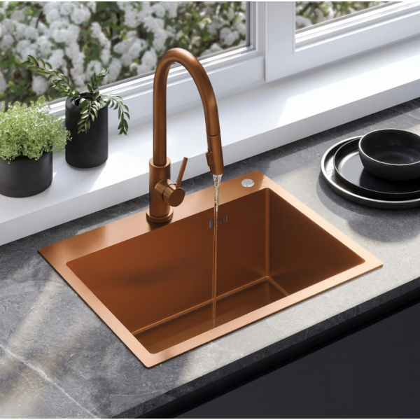 Стальная кухонная мойка REA LIAM BRUSHED COPPER