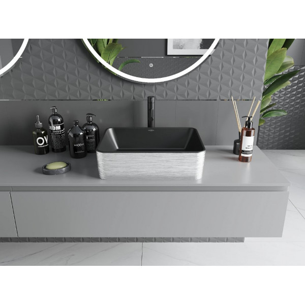 Умивальник (раковина) MEXEN CATIA SILVER BRUSHED BLACK накладний