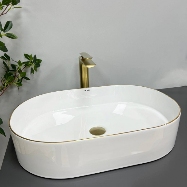 Умывальник (раковина) VBI VERONA 60 WHITE GOLD EDGE накладной