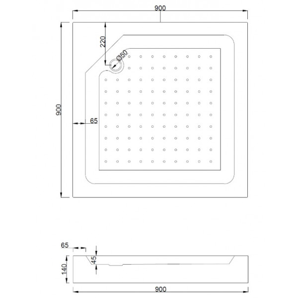 Душовий піддон MEXEN RIO 90x90 WHITE