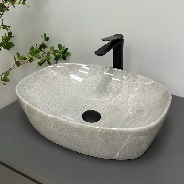 Умывальник (раковина) VBI OLBIA GREY STONE GLOSSY накладной