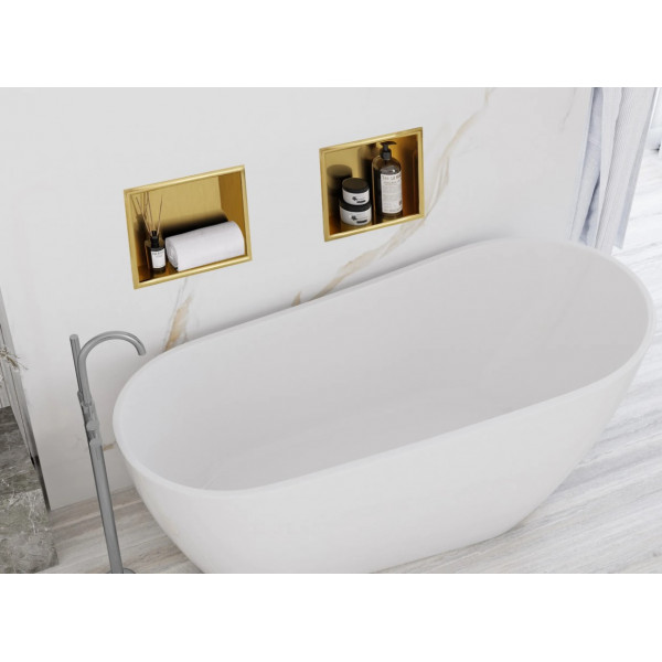 Встраиваемая полка REA 30X30 BRUSHED GOLD с ободком