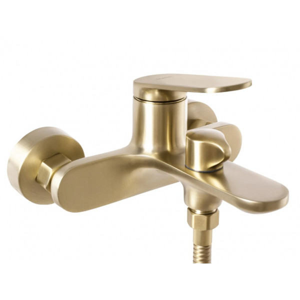 Смеситель для ванны и душа REA MARCO BRUSHED GOLD настенный с изливом