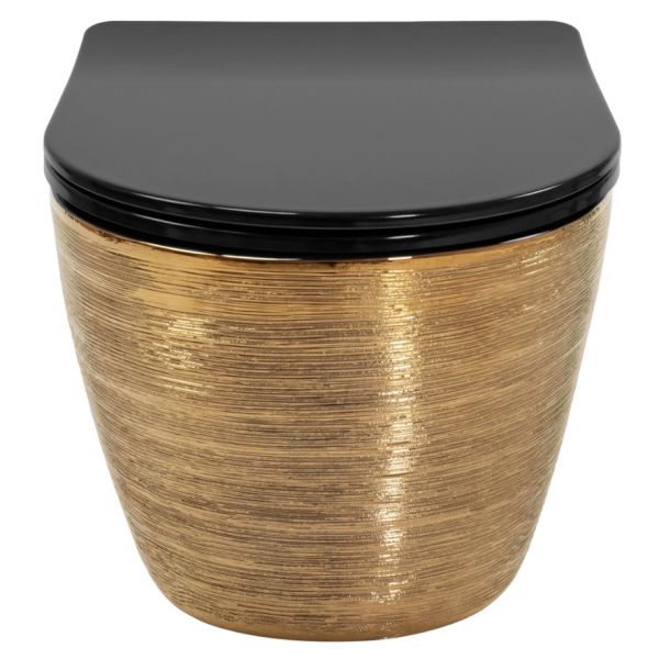 Подвесной унитаз REA CARLO TORNADO BRUSHED GOLD BLACK