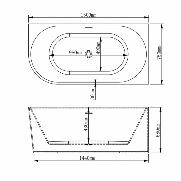 Ванна VBI NORDEND RIGHT 150 x 75 угловая