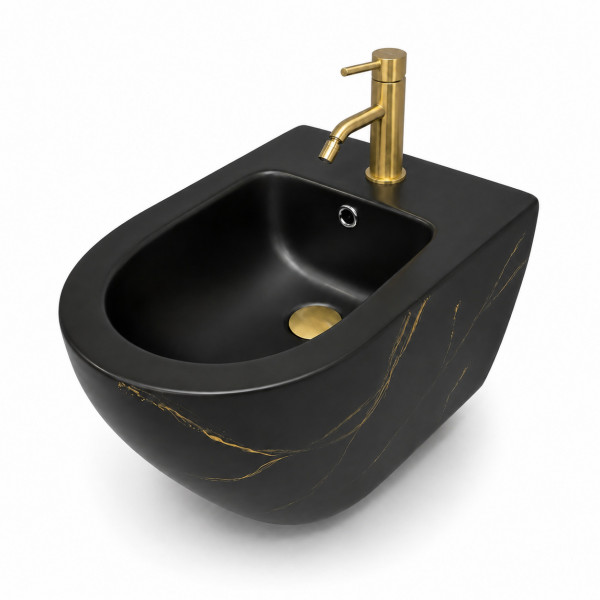 Подвесное биде VBI VULCANO BLACK MARBLE MATT