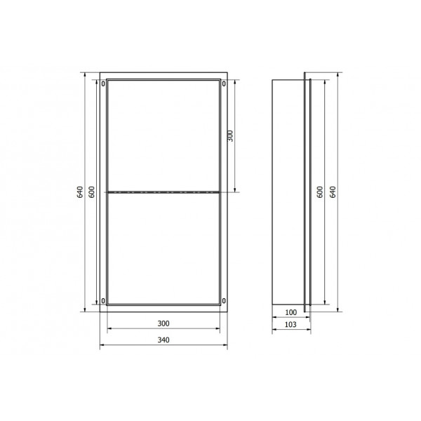 Вбудована полиця MEXEN X-Wall-NR 60x30 INOX без обідка