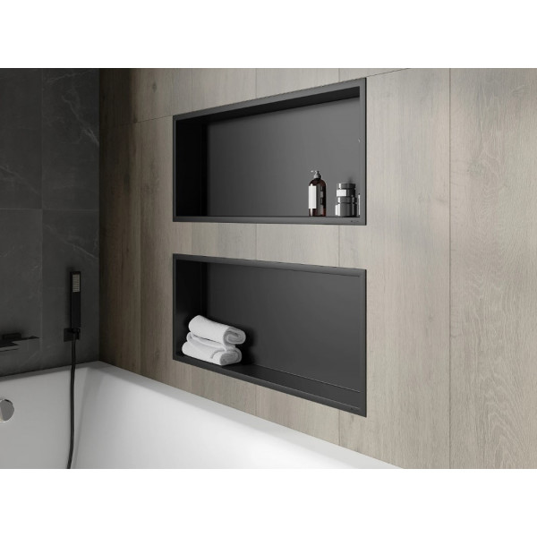 Вбудована полиця MEXEN X-Wall-R 75 BLACK з обідком