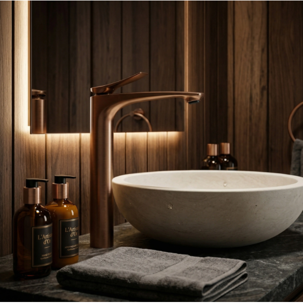 Смеситель для раковины REA VISION BRUSHED COPPER высокий