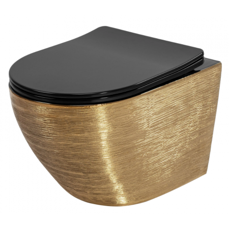 Подвесной унитаз REA CARLO TORNADO BRUSHED GOLD BLACK