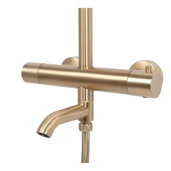 Душевой гарнитур REA LUNGO BRUSHED GOLD матовое золото с термостатом и изливом