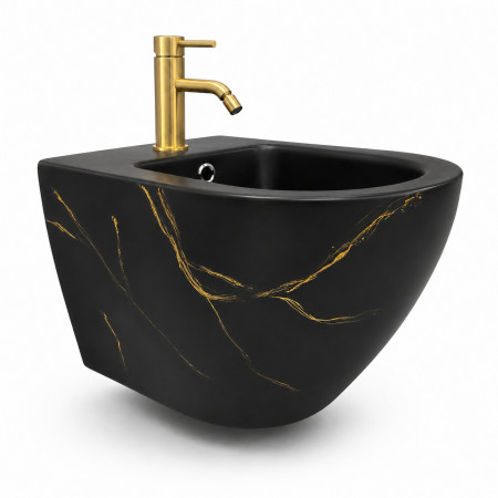 Подвесное биде VBI VULCANO BLACK MARBLE MATT