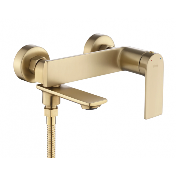 Смеситель для ванны и душа REA STORM BRUSHED GOLD настенный с изливом
