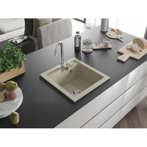 Гранітна кухонна мийка MEXEN VITO BEIGE + сифон CHROME