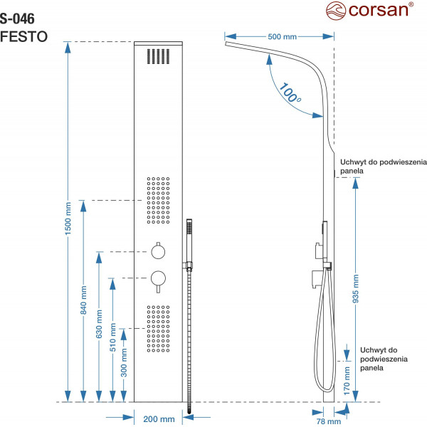 Душова панель CORSAN FESTO BLACK