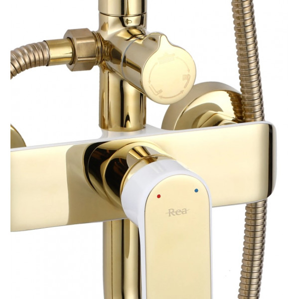 Душевой гарнитур REA BLOOM GOLD WHITE с изливом *