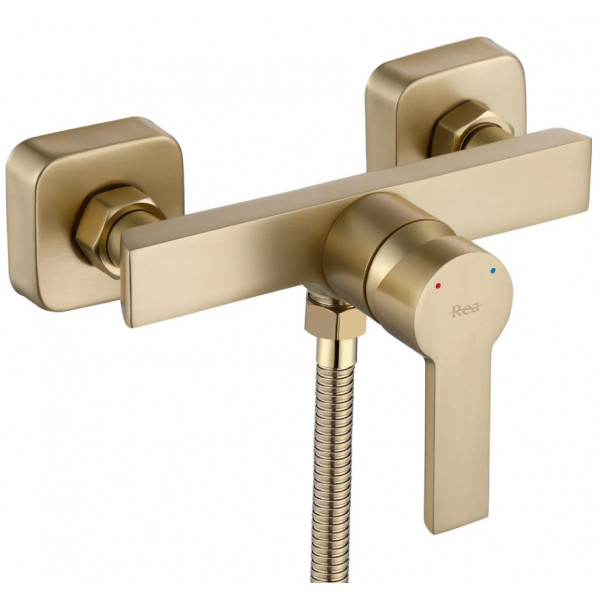 Смеситель для ванны и душа REA ARGUS BRUSHED GOLD настенный без излива