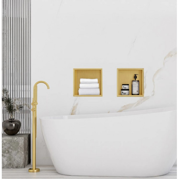 Встраиваемая полка REA 30X30 BRUSHED GOLD с ободком