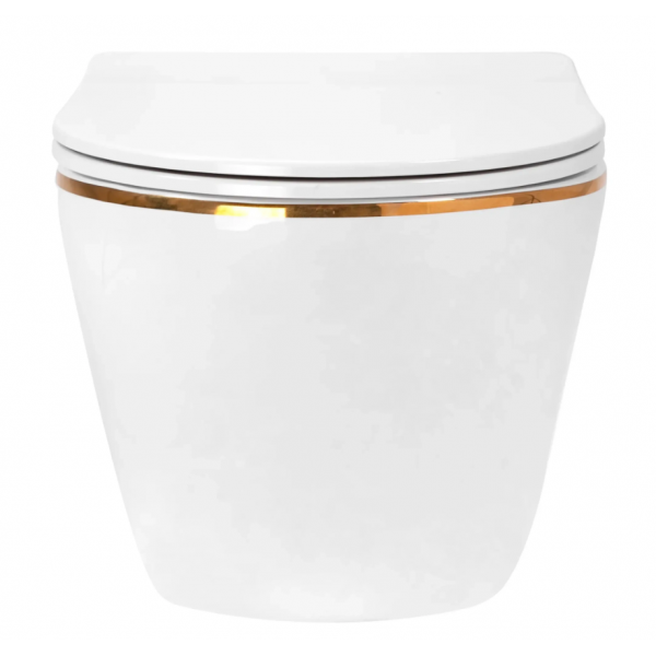 Подвесной унитаз REA CARLO MINI TORNADO NFQ WHITE GOLD EDGE