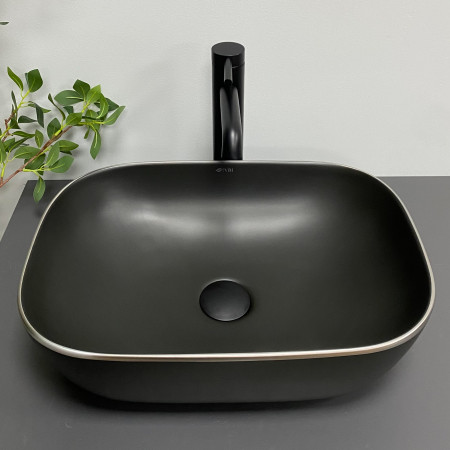 Умывальник (раковина) VBI RAVENNA BLACK MATT SILVER EDGE накладной