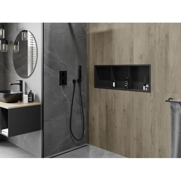 Вбудована полиця MEXEN X-Wall-R 90 BLACK з обідком
