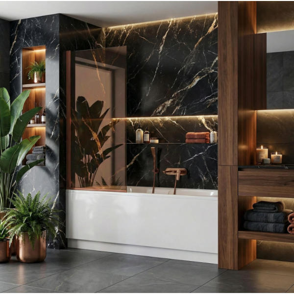 Шторка для ванны REA ELEGANT 70 BRUSHED COPPER постоянная