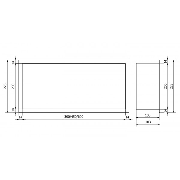 Вбудована полиця MEXEN X-Wall-R 30x20 BLACK з обідком