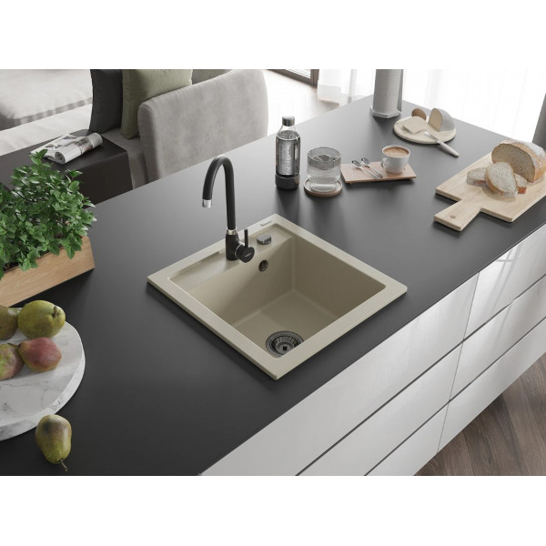 Гранітна кухонна мийка MEXEN VITO BEIGE + сифон BLACK