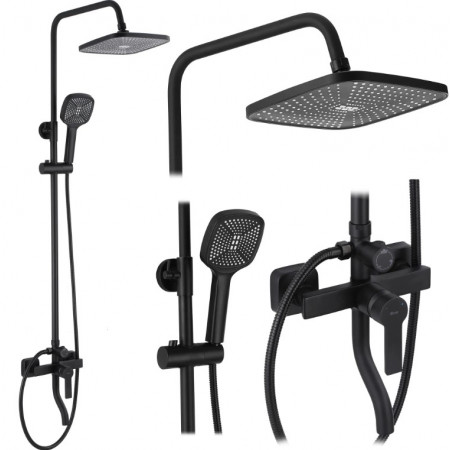 Душевой гарнитур REA ARGUS BLACK черный с изливом