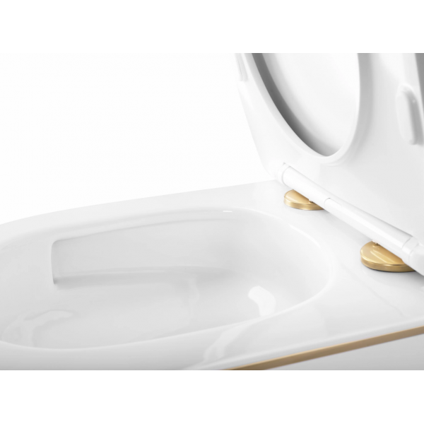Подвесной унитаз REA CARLO MINI TORNADO NFQ WHITE GOLD EDGE