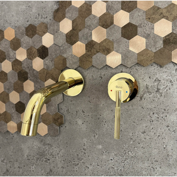 Смеситель для раковины (умывальника) REA ARGON GOLD + BOX скрытого монтажа
