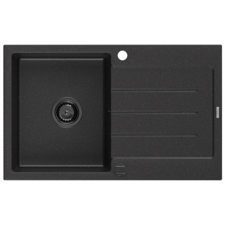 Гранітна кухонна мийка MEXEN BRUNO BLACK SILVER + сифон BLACK