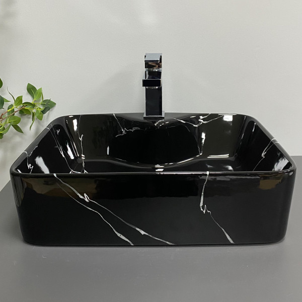 Умывальник (раковина) VBI FORLI BLACK MARMO GLOSSY накладной
